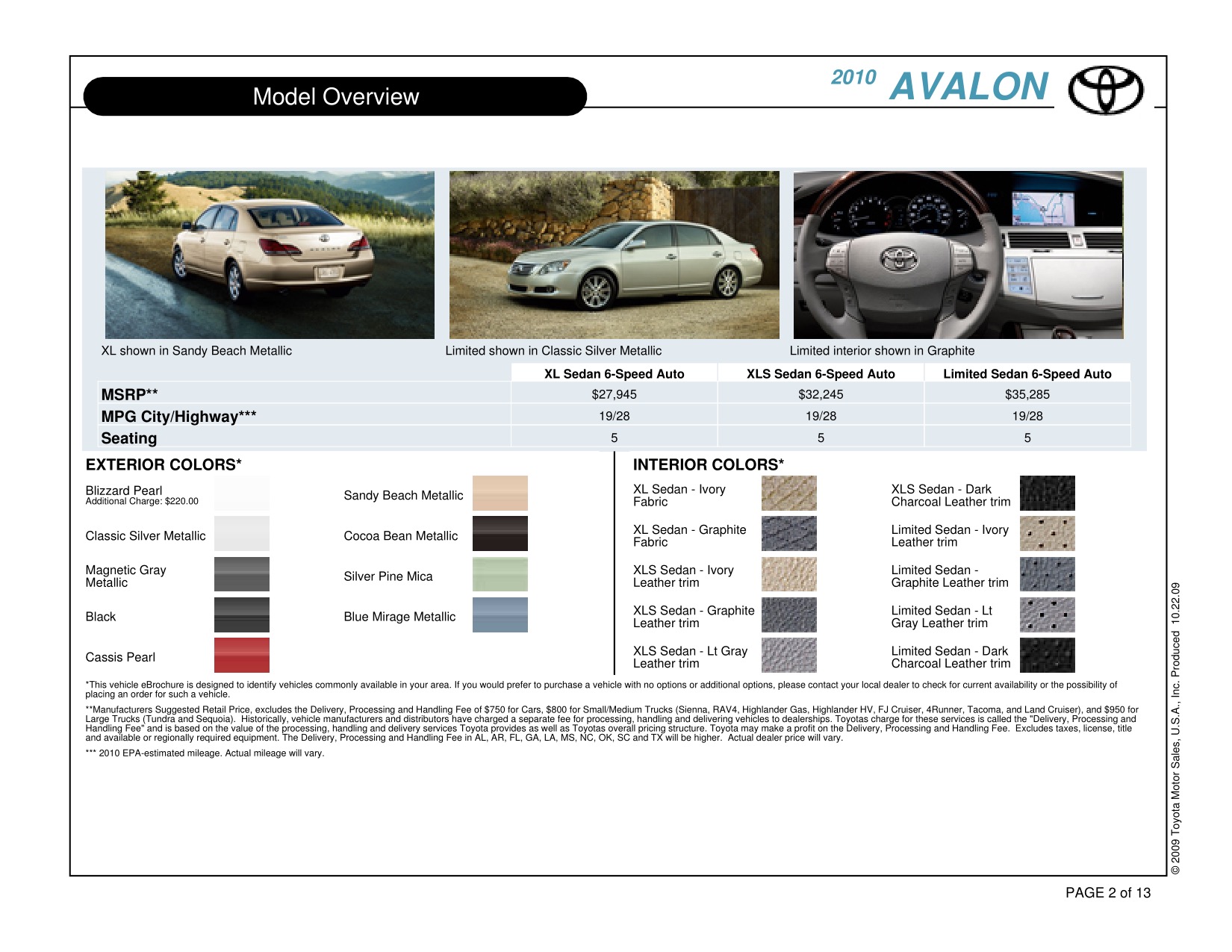 2010 Toyota Avalon Brochure Page 6